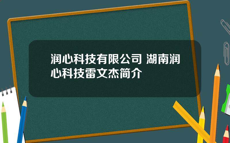 润心科技有限公司 湖南润心科技雷文杰简介